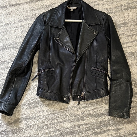 Zara Black Leather Biker Jacket - Picture 1 of 5